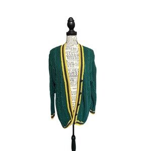 Vintage Bravo Womens Medium Preppy Academic Varsity Cardigan Color Block